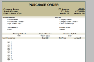 Template for Purchase Order