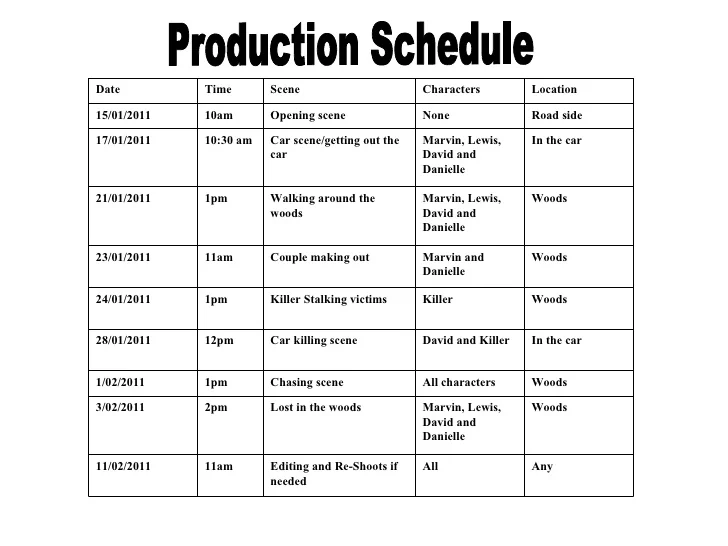Production Schedule Templates
